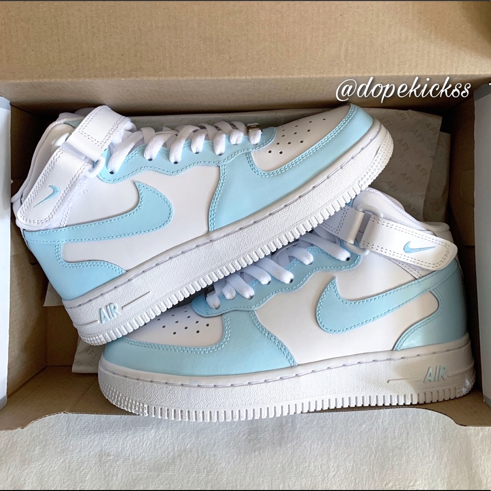 ⚡️Custom Icy Blue Air Force 1 Mids⚡️